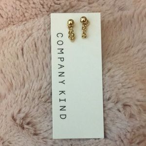 Small Gold Filled Stud Earrings with Chain